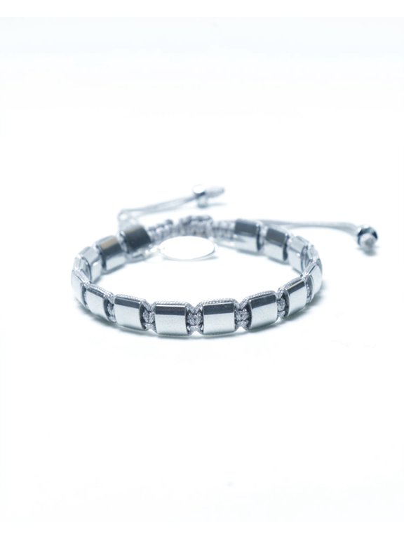 Adriano Adjustable Bracelet in Silver Hematite for Men & Women
