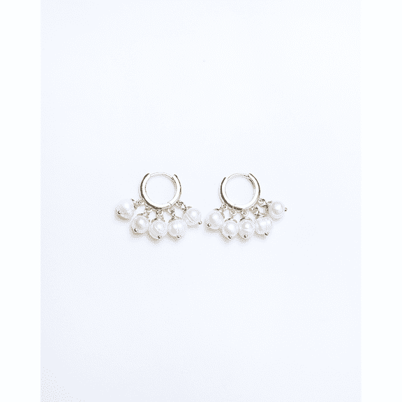 By Fabrizio Design Gioconda Toscana Huggie Earrings With Dangling Freshwater Pearls for Women
