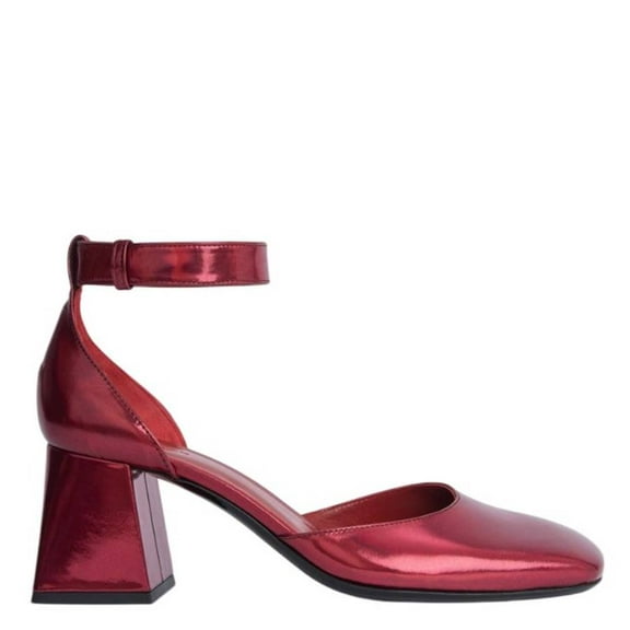 By Far Judy Red Iridescent Square-Toe Pumps, Brand Size 36 (US Size 6)