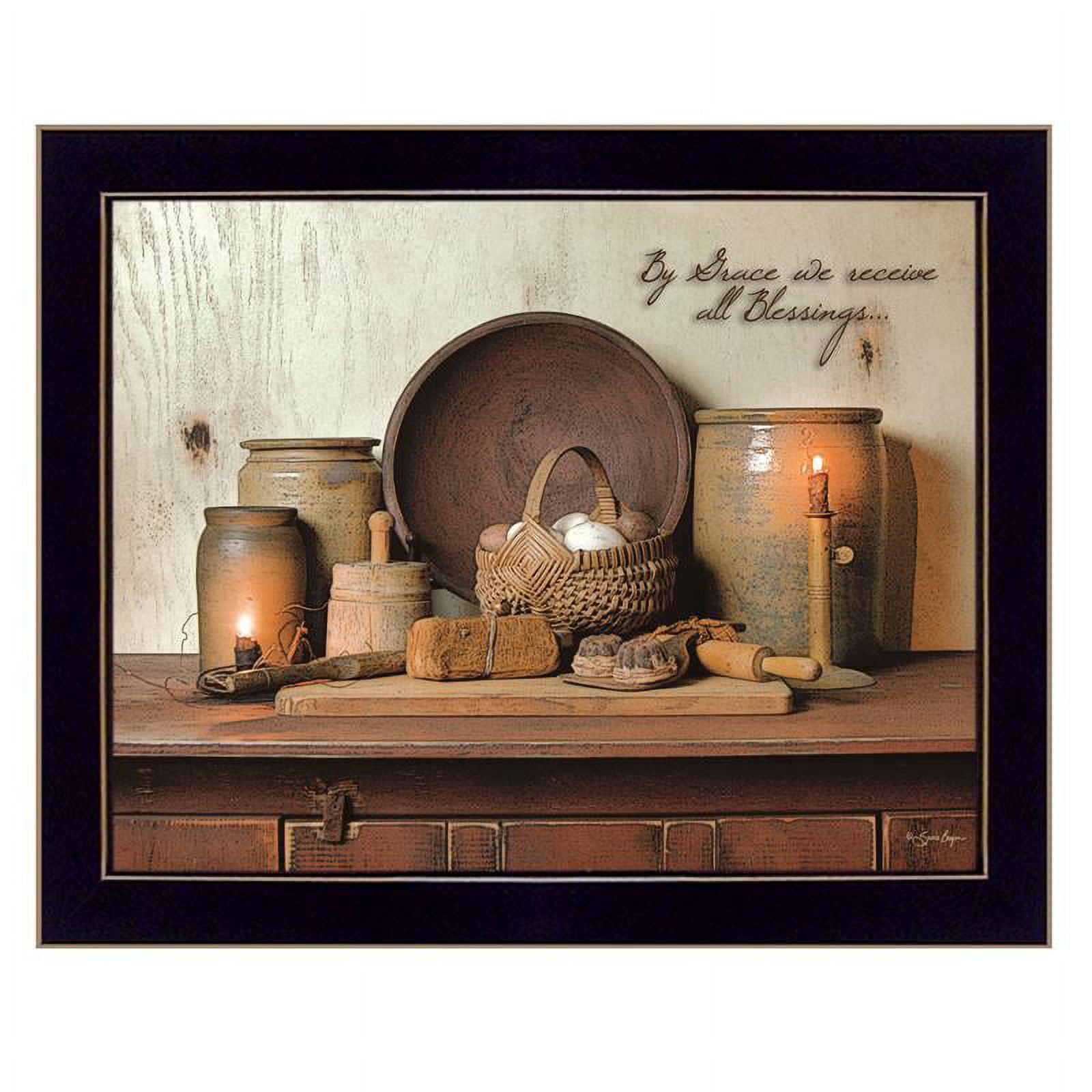 By Grace Rustic Farmhouse Black Framed Canvas Wall Art