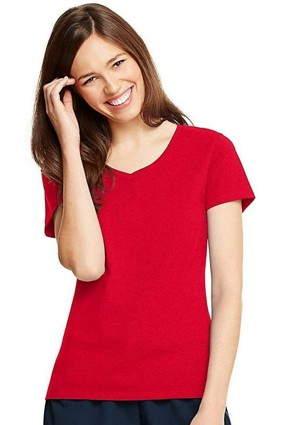 By Hanes Women's X-Temp V-Neck T-Shirt_Deep Red_M