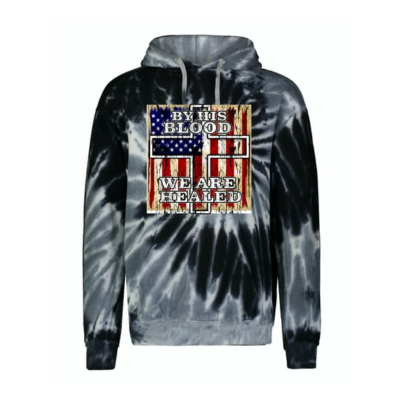 By His Blood We Are Healed Inspirational/Christian Unisex Graphic Hoodie Sweatshirt, Spiral Black, XX-Large