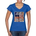thumbnail image 1 of By His Blood We Are Healed Inspirational/Christian Womenâ€™s Standard V-Neck Tee, Royal, Small, 1 of 5