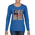 thumbnail image 1 of By His Blood We Are Healed Inspirational/Christian Womens Graphic Long Sleeve T-Shirt, Royal, Small, 1 of 5