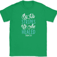 thumbnail image 1 of By His Stripes We Are Healed T-Shirt Christian Bible Praise Worship Jesus Tee - Green, 4XL, 1 of 1