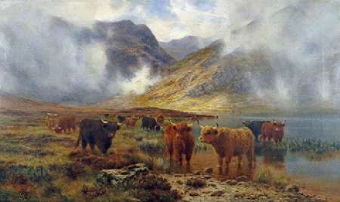 By Loch Treachlan Glencoe Morning Mists Canvas Art - Louis Bosworth Hurt (12 x 18)