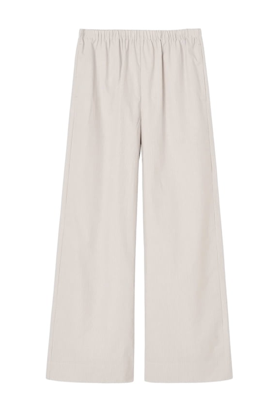 By Malene Birger Wide-Leg Organic Cotton Pants With Striped Texture (Women's)