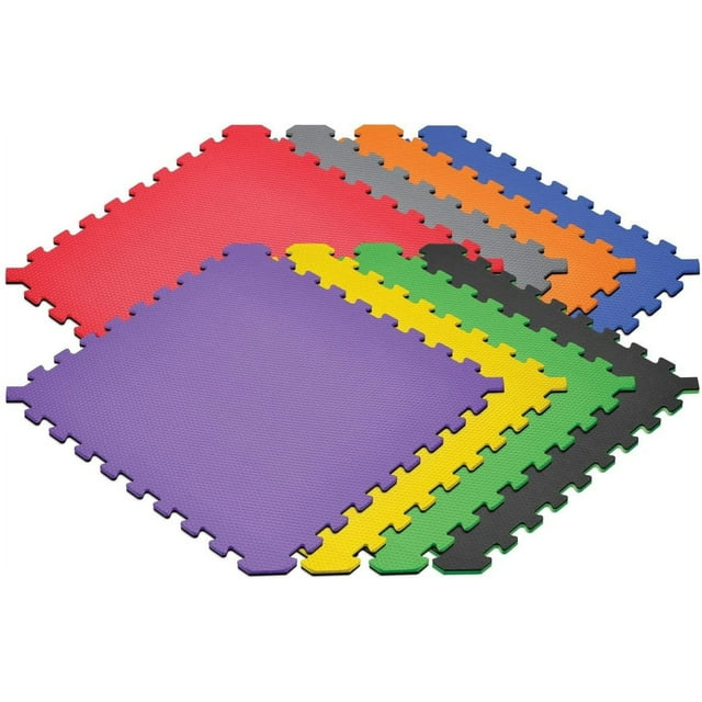 By MediumDuty Reversible Interlocking Foam Floor Tiles, Black/Gray, 24