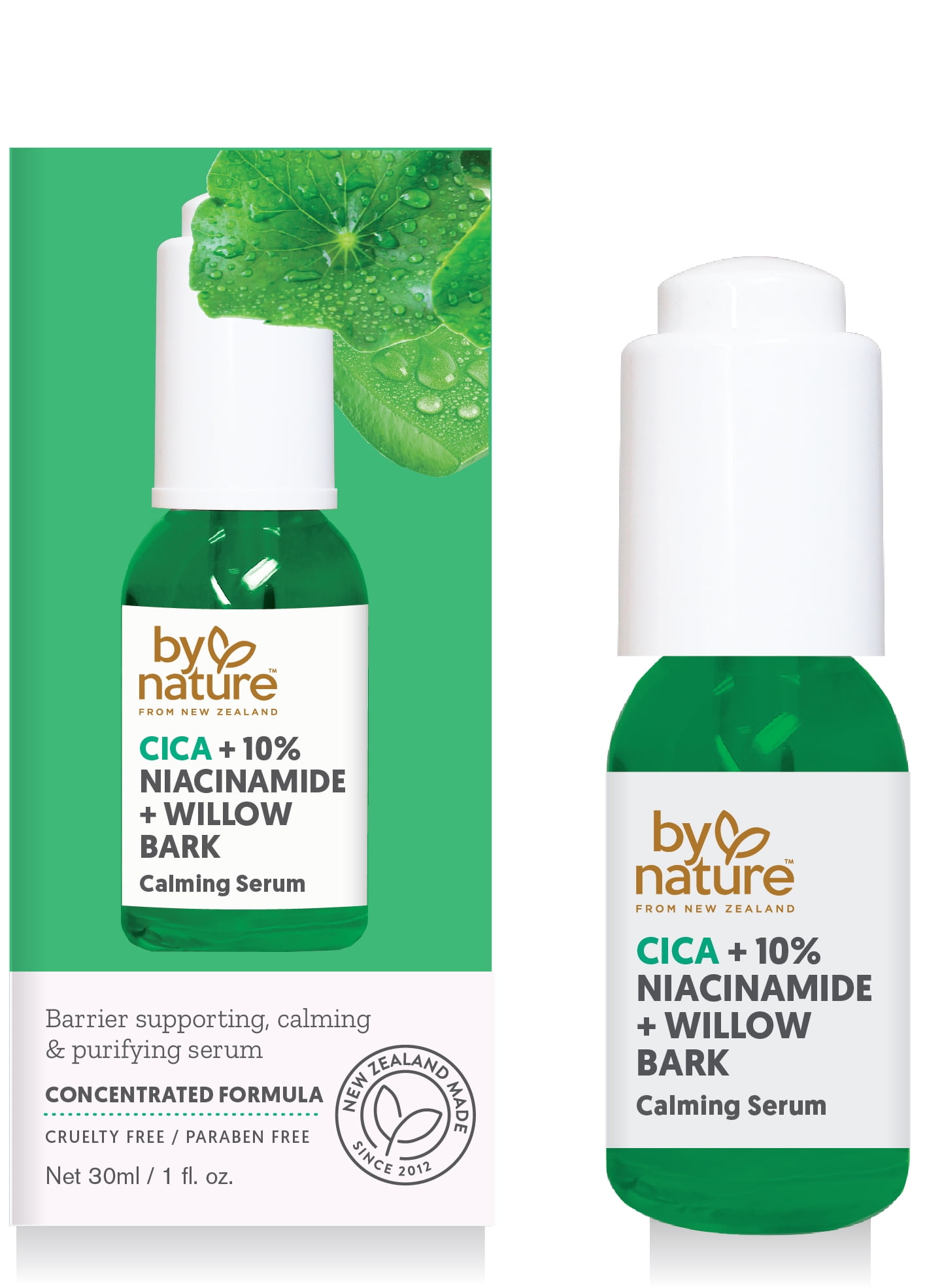 By Nature From New Zealand Cica + 10% Niacinamide + Willow Bark Calming Serum