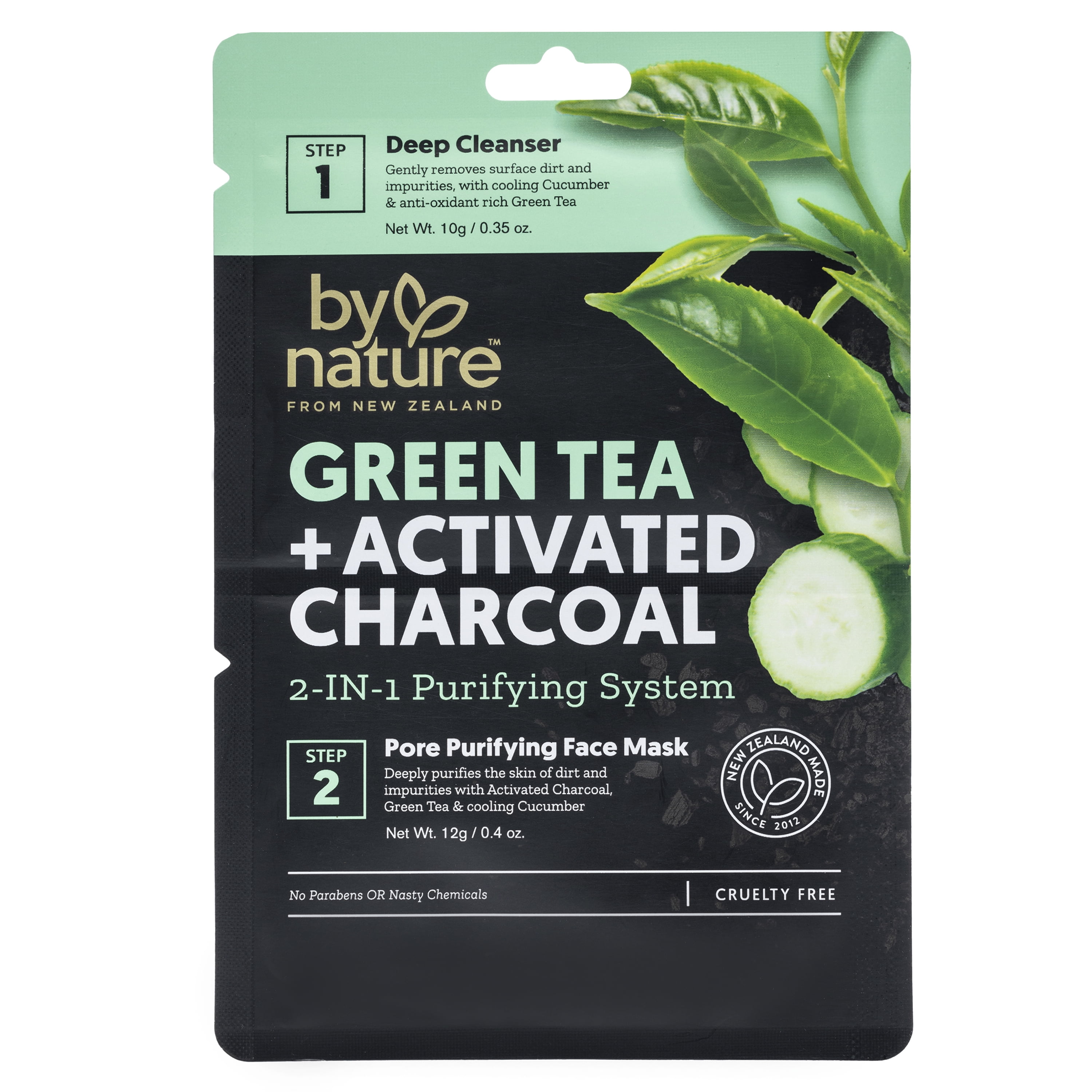 By Nature Green Tea Activated Charcoal 2pc Mask Kit for Deep Pore