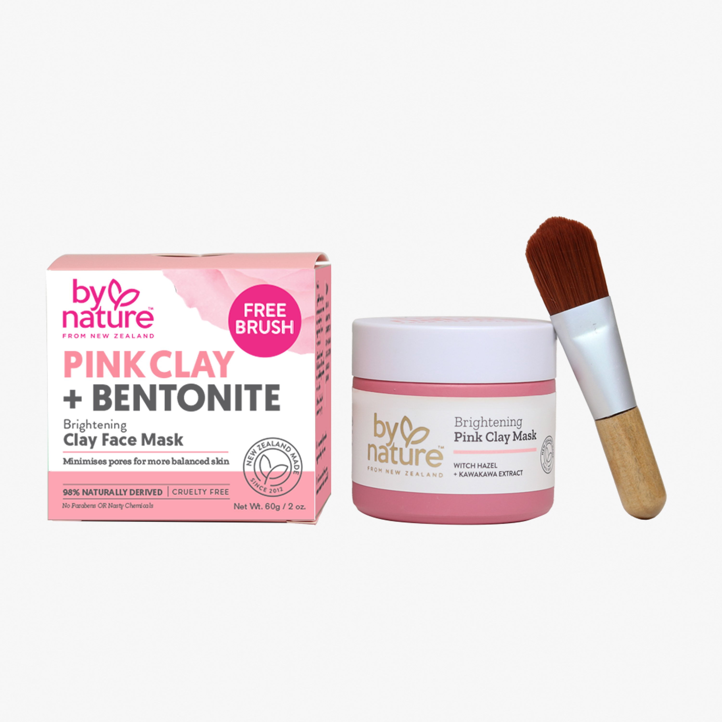 By Nature Pink Clay + Bentonite Brightening Clay Face Mask with