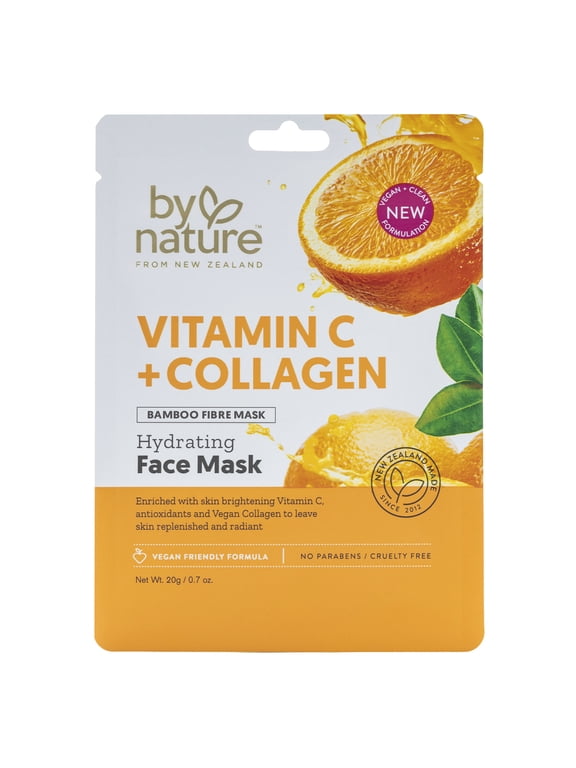 Skincare from New Zealand Vitamin C and Collagen Sheet Face Mask to Brighten and Hydrate Dull Skin