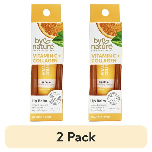 (2 pack) By Nature from New Zealand Vitamin C & Collagen Lip Balm, Rejuvenate & Smooth Lips, 1 Each