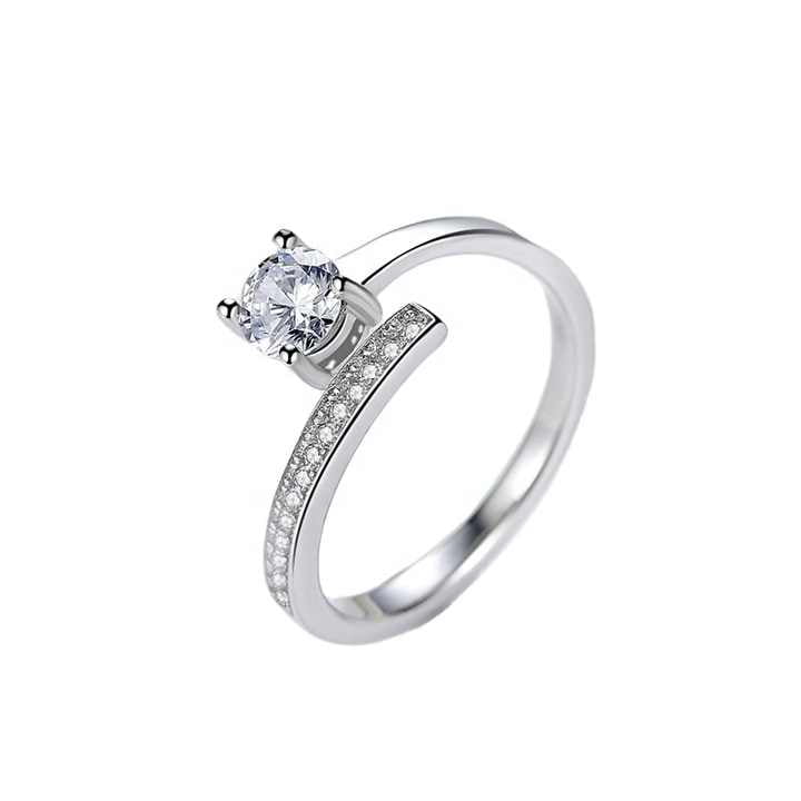 By Pass Adjustable Open Engagement Ring 1.8 Ct Round Brilliant Cut