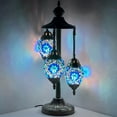 thumbnail image 1 of By Rugaro Midnight Blue Egg Shaped Mosaic Floor Lamp with 3 Globes, 1 of 1