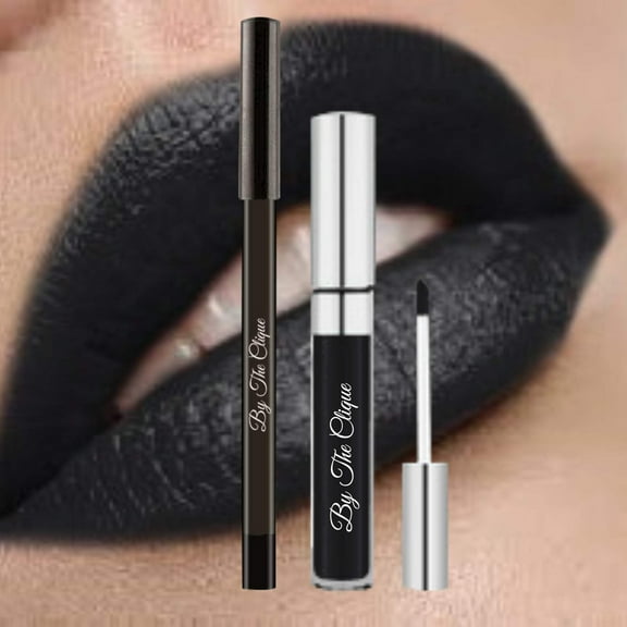 By The Clique Premium Matte Lip Kit | Black Lipstick and Liner Set | Noche Bella | Beautiful Night