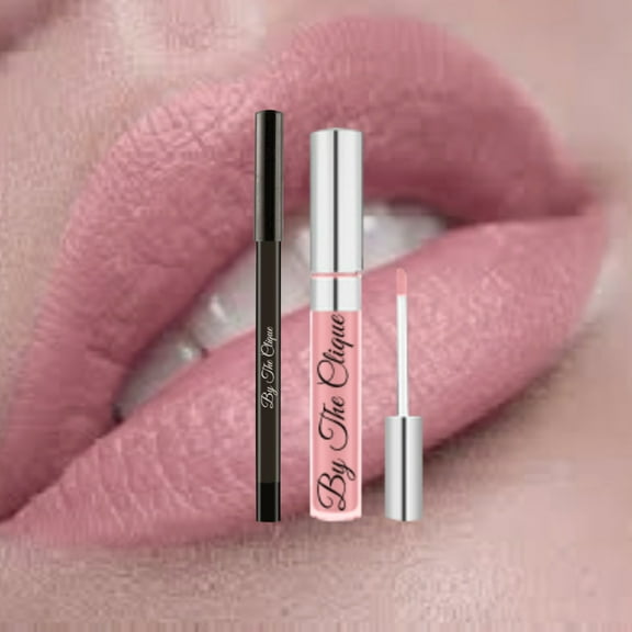 By The Clique Premium Matte Lip Kit | Blushing Bride Pink Lipstick and Lip Liner Pencil Set | Light Pink