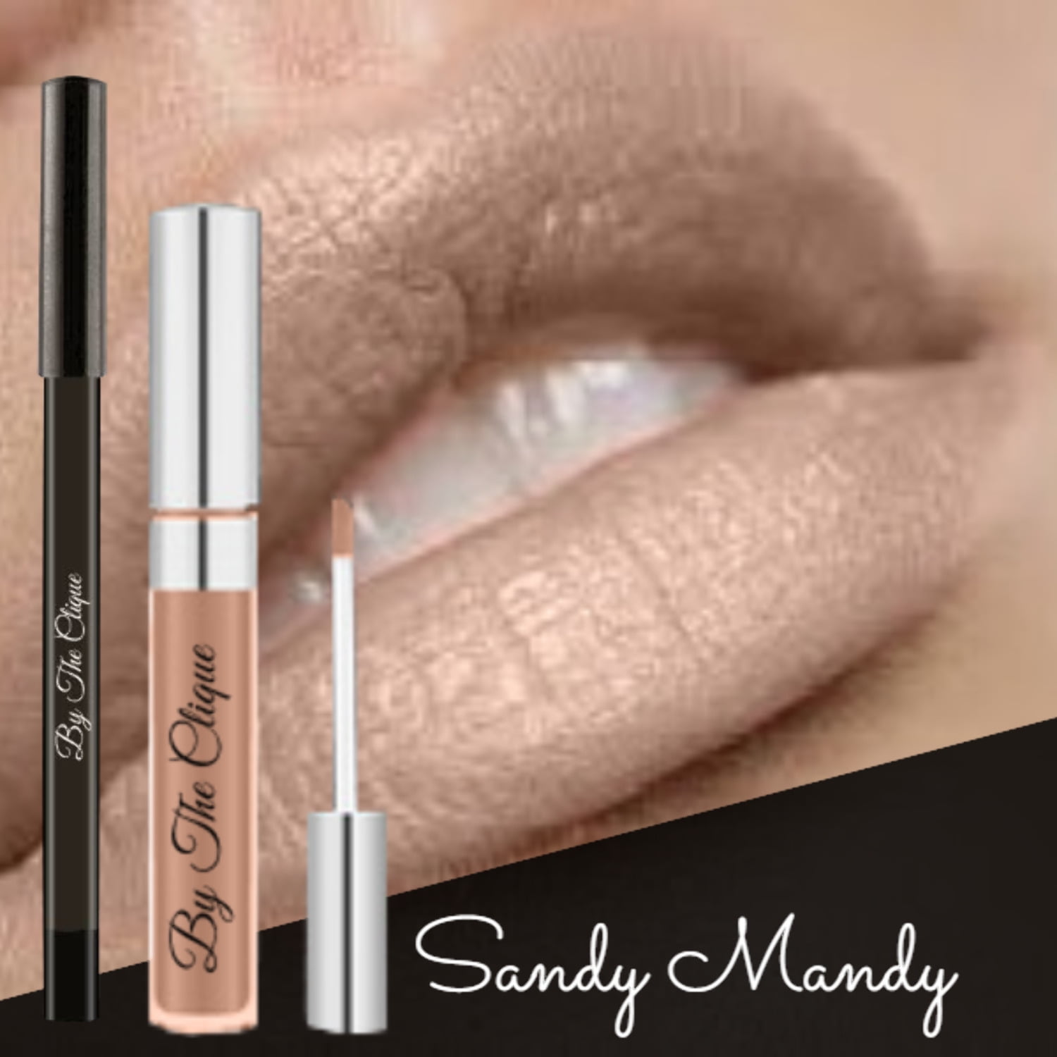 By The Clique "Sandy Mandy" Premium Long Lasting Matte Liquid Lipstick and Liner Set | Nude Beige| Gluten Free and Vegan