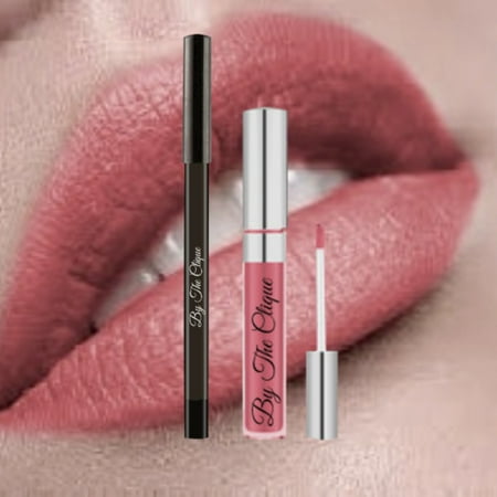 By The Clique "Totally Tan" Premium Matte Lip Kit | Blushed Nude | Lipstick and Lip Liner Set | Gluten Free and Vegan