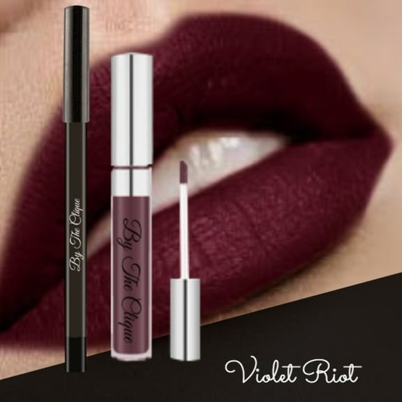By The Clique "Violet Riot" Premium Long Lasting Matte Lip Kit | Liquid Cliquestick Lipstick and Lip Liner Set | Gluten Free and Vegan