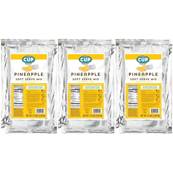 By The Cup Non-Dairy Pineapple Soft Serve Mix, Gluten Free, 5.5 lb Bag (pack of 3)