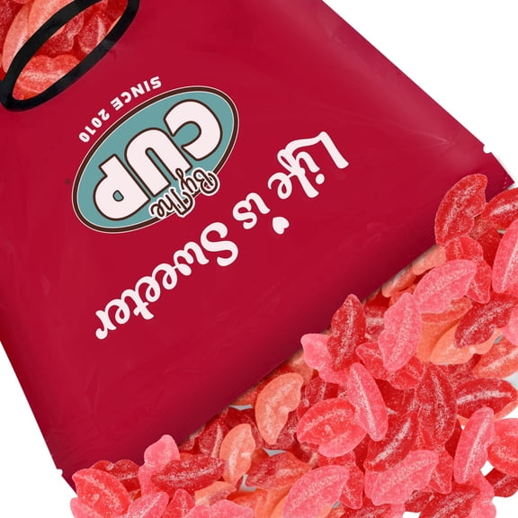 By The Cup Sour Pucker-up Gummy Lips, 4 lb Bulk Bag