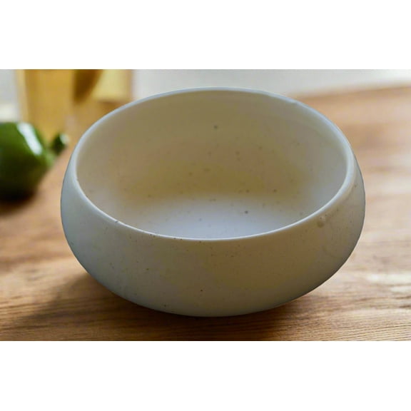 By The Earth Living | Oval Bowl | Cream White Speckled | Diameter 5.5" | Volume 26 oz