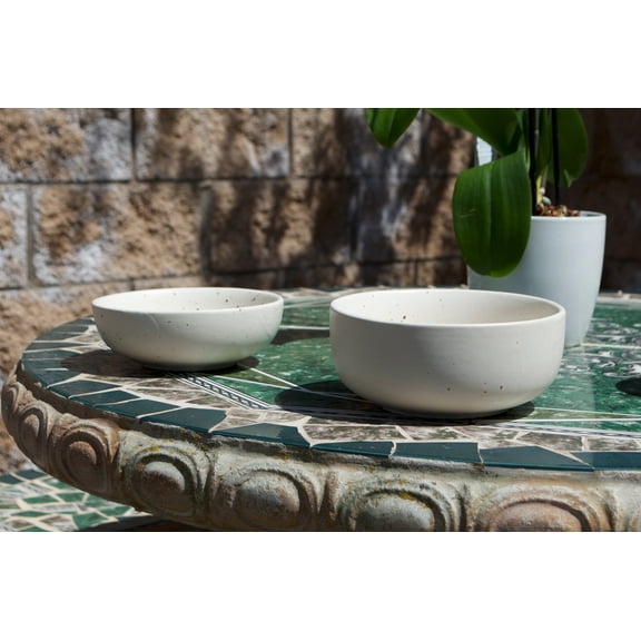 By The Earth Living | Round Bowl | Cream White Speckled | Diameter 6.5"| Volume 21 oz