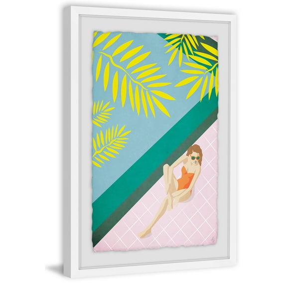 By The Pool Iii Framed Painting Art Print, 8.00" x 1.50"