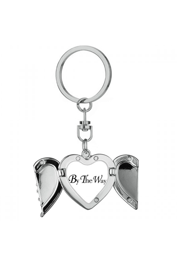 By The Way English Quote Art Deco Fashion Heart Angel Wing Key Chain Holder