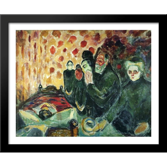 By the Deathbed (Fever) I 34x28 Large Black Wood Framed Print Art by Edvard Munch