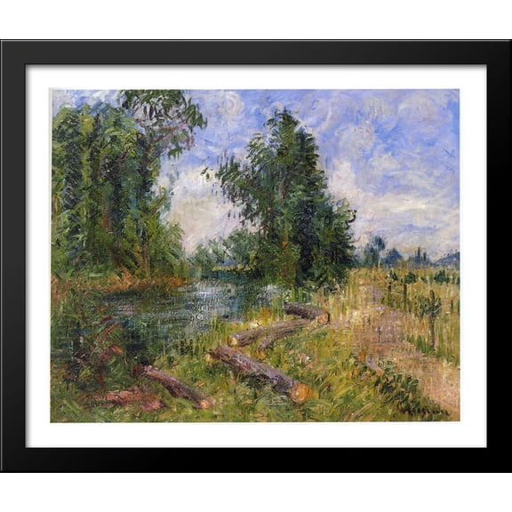 By the Lorne River near Caen 34x28 Large Black Wood Framed Print Art by Gustave Loiseau