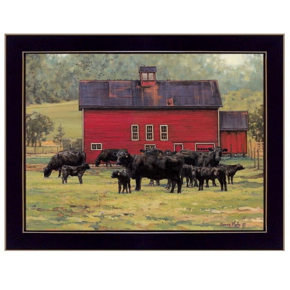 TrendyDecor4U By The Red Barn By Bonnie Mohr Framed Print COW219-712