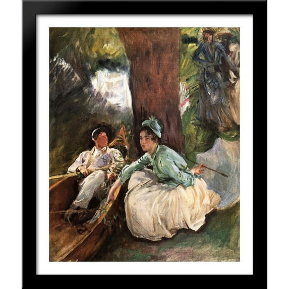 By the River 28x34 Large Black Wood Framed Print Art by John Singer Sargent