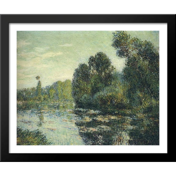 By the River Eure 34x28 Large Black Wood Framed Print Art by Gustave Loiseau