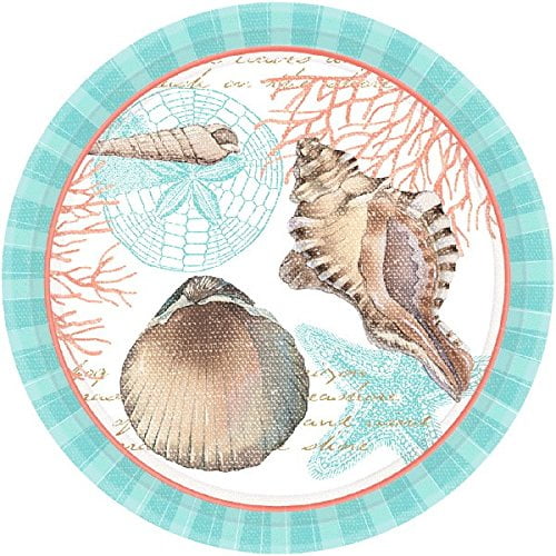 By the Sea Ocean Seashells Summer Luau Theme Party 7" Paper Dessert Plates