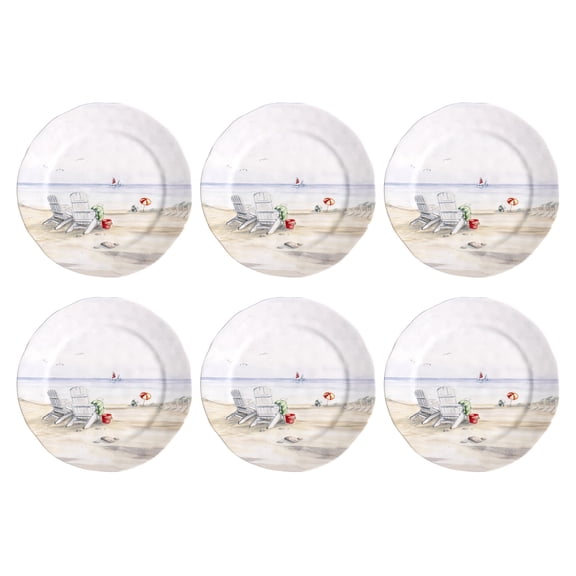 By the Shore Melamine Dinner Plate - White - 10.5" - Set of 6