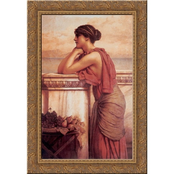By the Wayside 24x16 Gold Ornate Wood Framed Canvas Art by John William Godward
