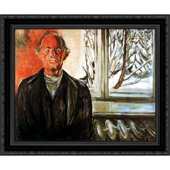By the Window 24x20 Black Ornate Wood Framed Canvas Art by Munch, Edvard