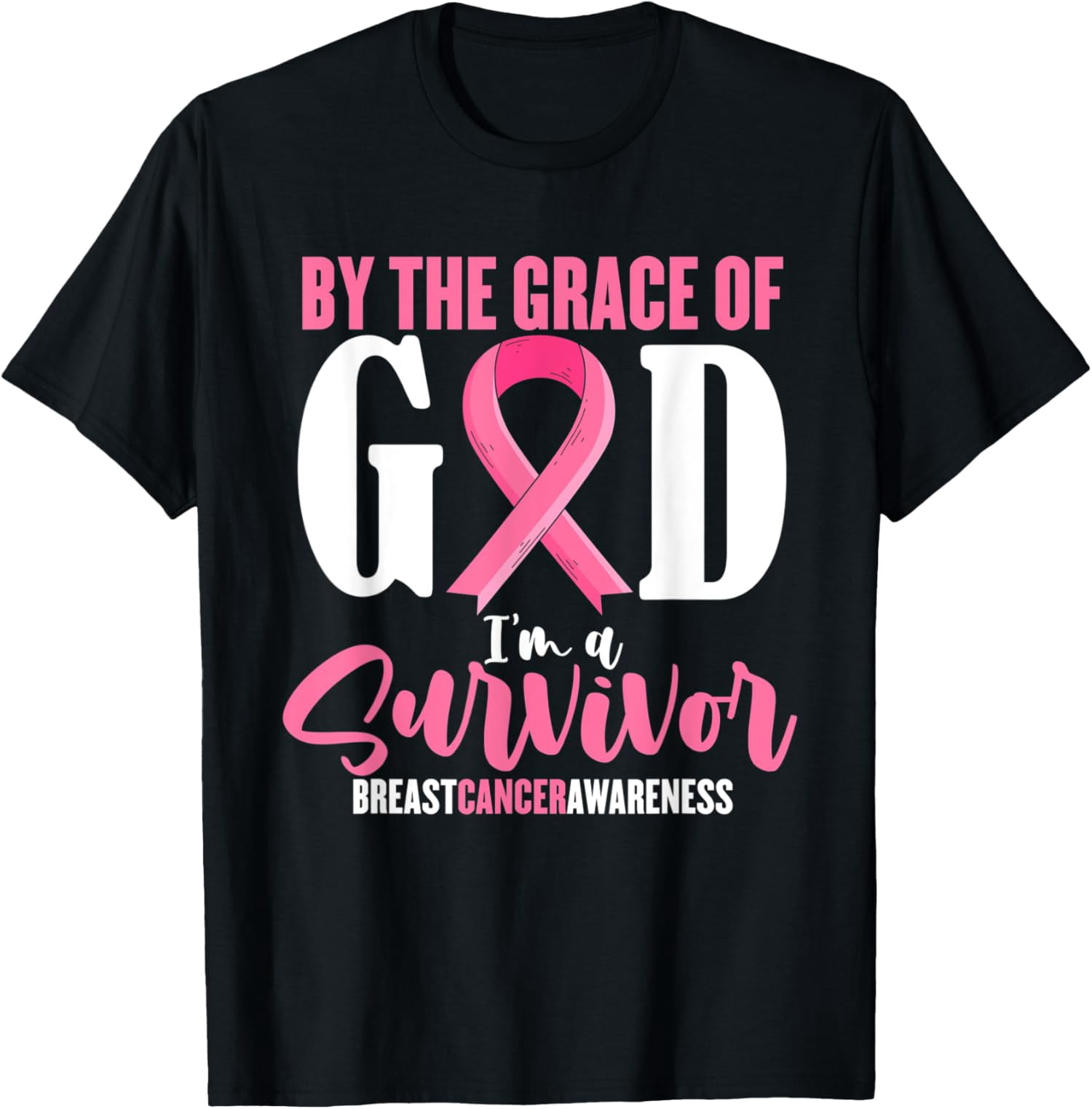 By the grace god I'm a survivor breast cancer awareness T-Shirt ...
