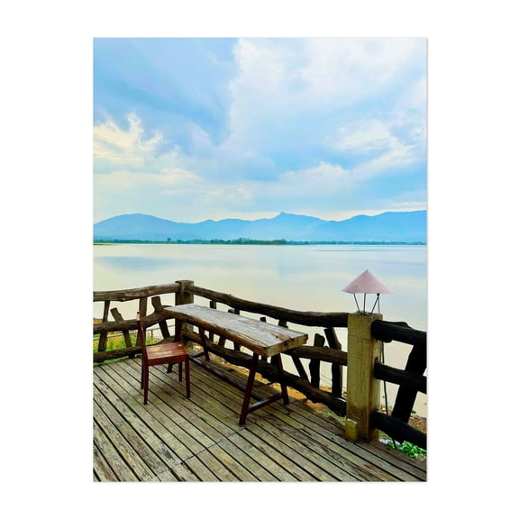 By the lake - Photography Lake Scenic Nature Rustic Landscape Water Mountain Unframed Wall Art Print 6 x 8 inches