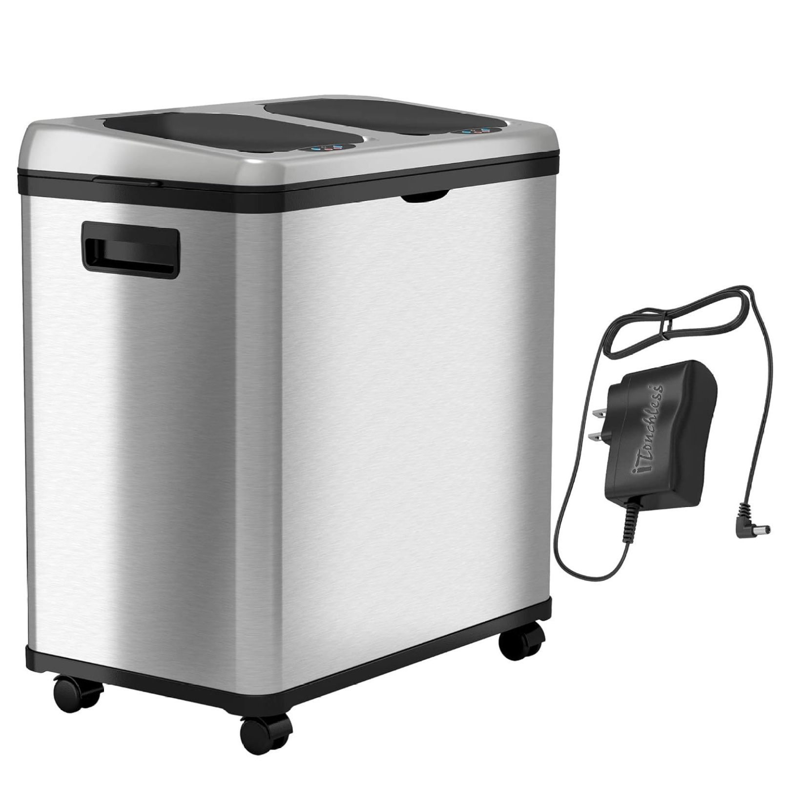 ByEUcuk 16 Gallon Touchless Trash Can and Recycle Bin Combo Unit with