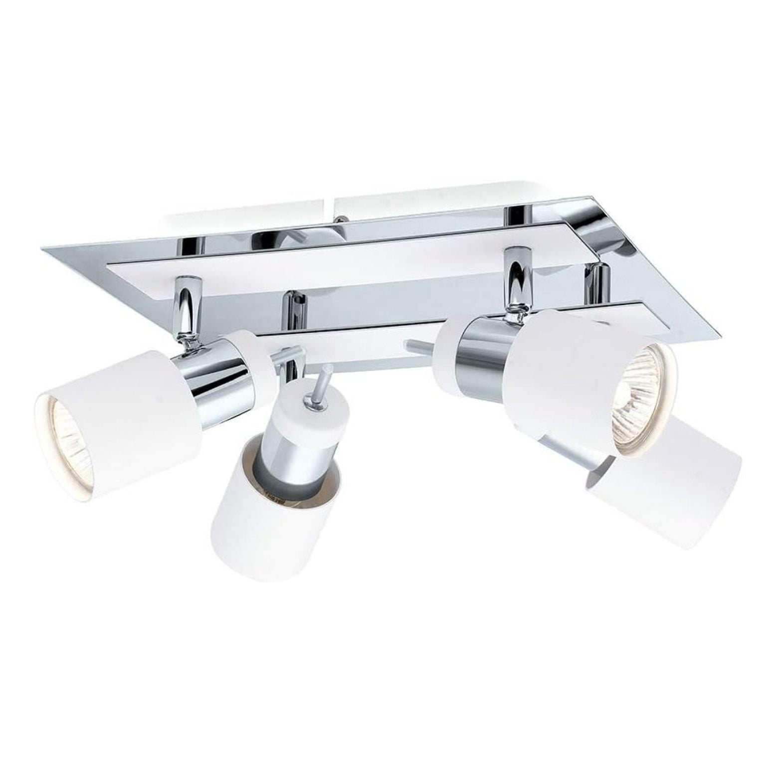 Davida Chrome White Modern 4-Light Semi-Flush Mount