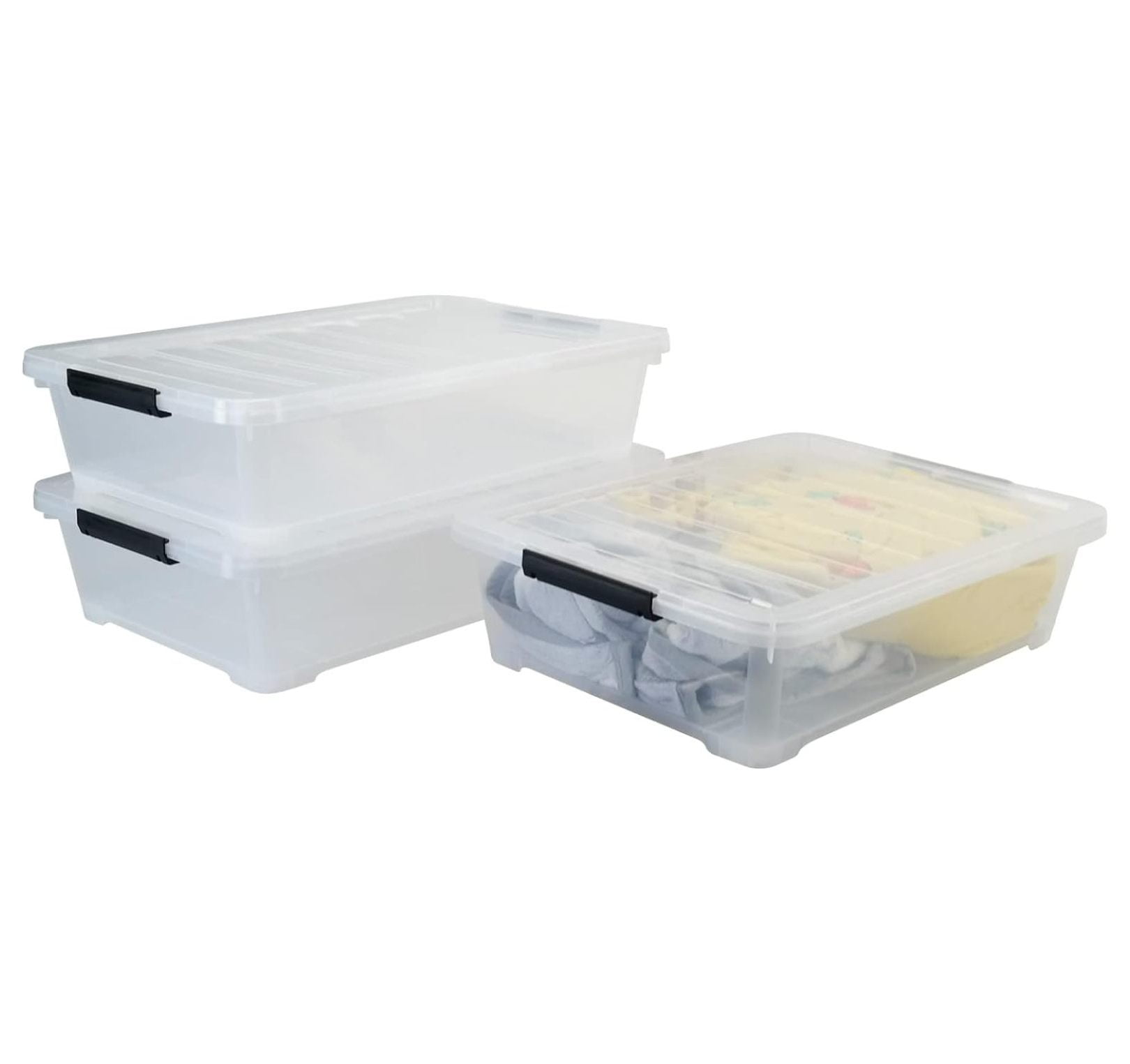 ByEUcuk 3-pack 40 Quart Large Underbed Storage Box, Shallow Storage ...