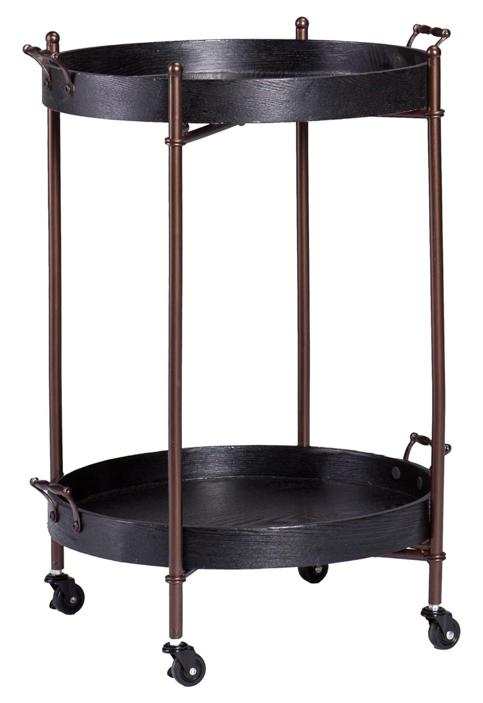 Alfred Aged Bronze Two-Tier Round Butler Table in Black