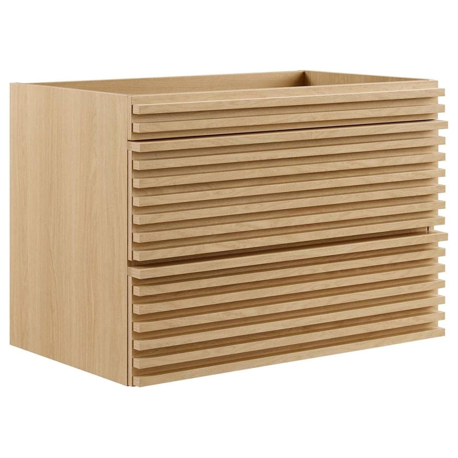 Walnut Grain Oak 30" Wall-Mounted Mid-Century Modern Vanity Base