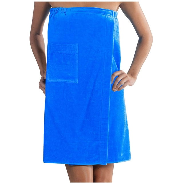ByLora Women's Bath/Shower Wrap Towel Dress with Adjustable Closure Lightweight Body Wraps, Aqua