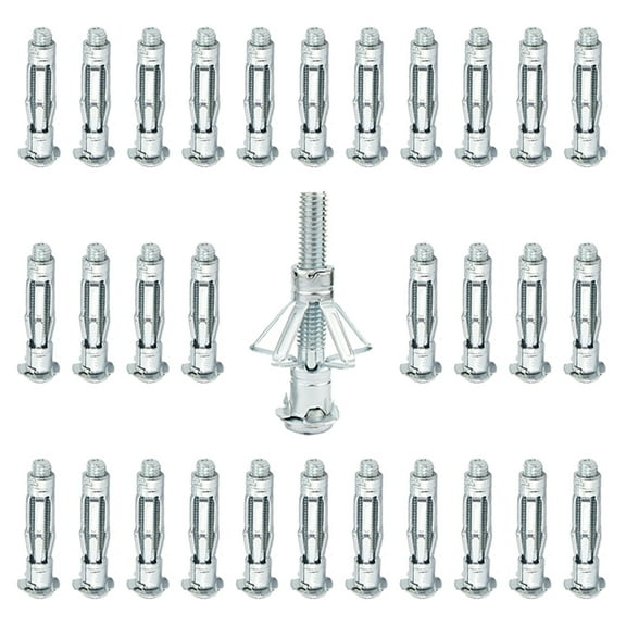 ByPaCrow 30 Pcs M5 x 52MM Heavy Duty Zinc Plated Steel Durable Molly Bolts Wall Anchors Sliver Hollow Drive Wall Anchor Screw for Drywall Plaster Tile Hollow Brick