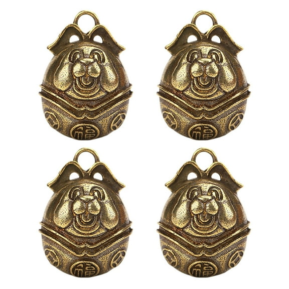 ByPaCrow 4 Pcs Retro Pattern Bells Small Vintage Brass Hanging Bells