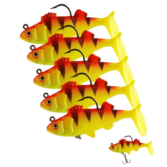 ByPaCrow 5 Pcs Pike Fishing Lures Fishing Baits Soft Lures for Bass Trout Freshwater Saltwater Fishing Tackle
